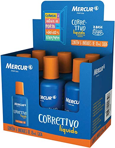 Corretivo, Mercur B01010903001, Multicor, 18 ml, Pacote de 6