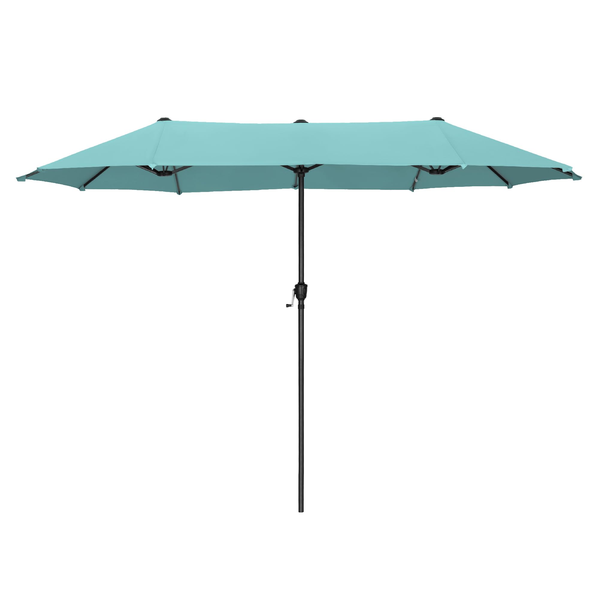 PHI VILLA 2x3.8m Garden Parasol Umbrella for Sun Protection Patio Outdoor Umbrella Waterproof with Crank,Turquoise