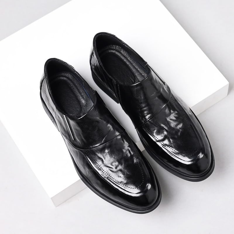 Formal Shoes Dress Oxford for Mens Leather Classic Slip-on Breathable Prom Wedding Non Slip Block Heel Anti-Slip Slip Resistant Casual4