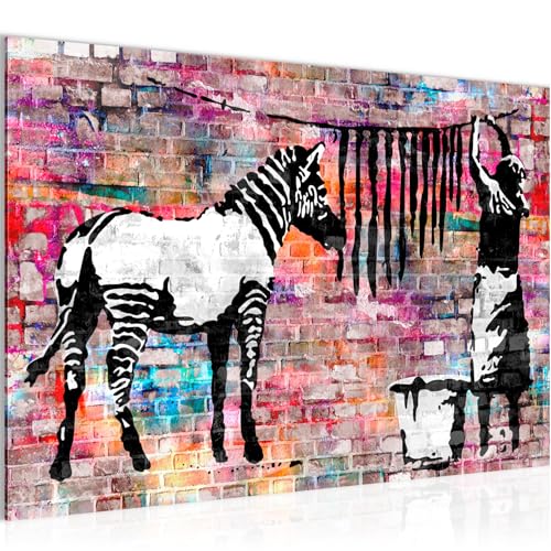 Tableau mural Banksy pour salon moderne, décoration graffiti blanc zèbre unique