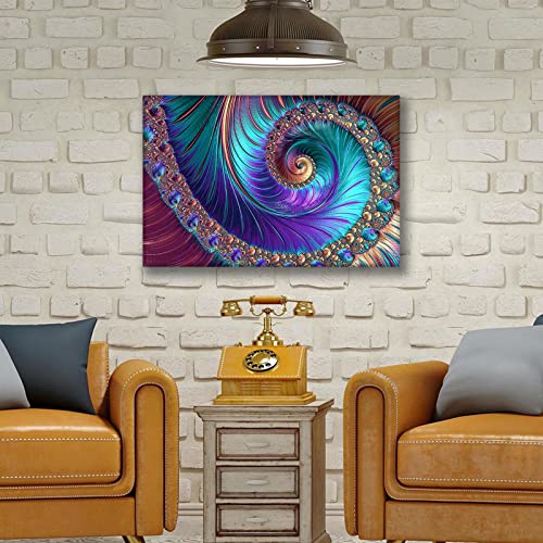 Abstract Wall Art Colorful Peacock Feather Poster Abstract Peacock Feather Painting For Home Living Room Bedroom Bathroom Wall Decor Modern Artwork 24X16 Inch Unframed #TOP3