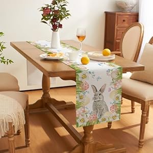 Softalker Easter Bunny Table Runner, Spring Rabbit Egg Flowers Floral Table Decor, Seasonal Holiday Home Party Decoration for Indoor & Outdoor Use, 13x72 Inch Softalker Easter Bunny Table Runner Spring Rabbit Egg Flowers Floral Table Decor Seasonal Holiday Home Party Decoration for Indoor Outdoor Use 13×72 Inch