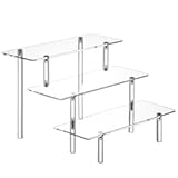 Acrylic Display Risers&comma; Acrylic Perfume Stand Organizer&comma; Clear Shelf Risers for Display Stands for Food&comma; Tabletop Use&comma; Amiibo Funko POP Figure&comma; 3 Tier Clear Cupcake Stand Risers