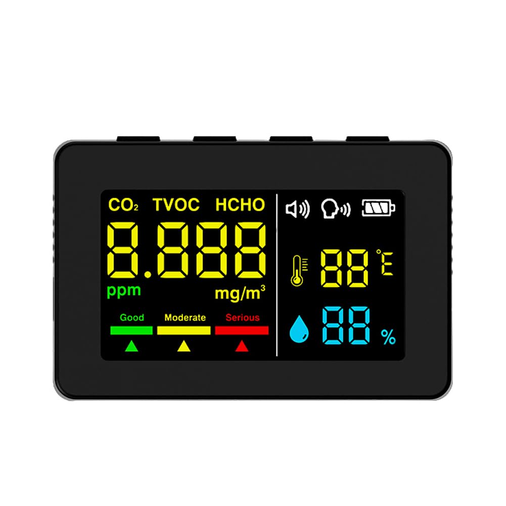 VISLONE Electrochemical Formaldehyde Sensor Air Quality Detector HCHO TVOC CO2 Tester High Precise Temperature Humidity Test Meter with Voice Alarm Function