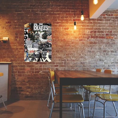 Image of Zesta Bathroom Decor Items Washroom Decor Tin Sign | Aesthetic Posters Wall Poster for Bedroom | Magnetic Cafe Decoration Items / Restaurant Decorations Items | Quirky Home Decor Bar Accent (Beatles (5))