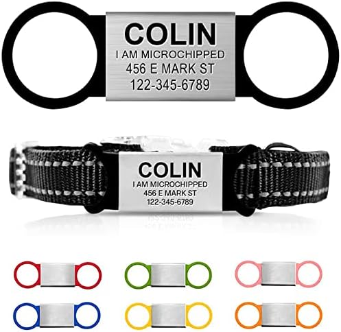 Personalized Dog Tag for Pets - No Noise - Engraved Dog Name Tag - Slide On Cat ID Tags - Custom Collar Tags for Small, Medium, Large Dogs and Cats - Silent Customized Puppy Identification Tags