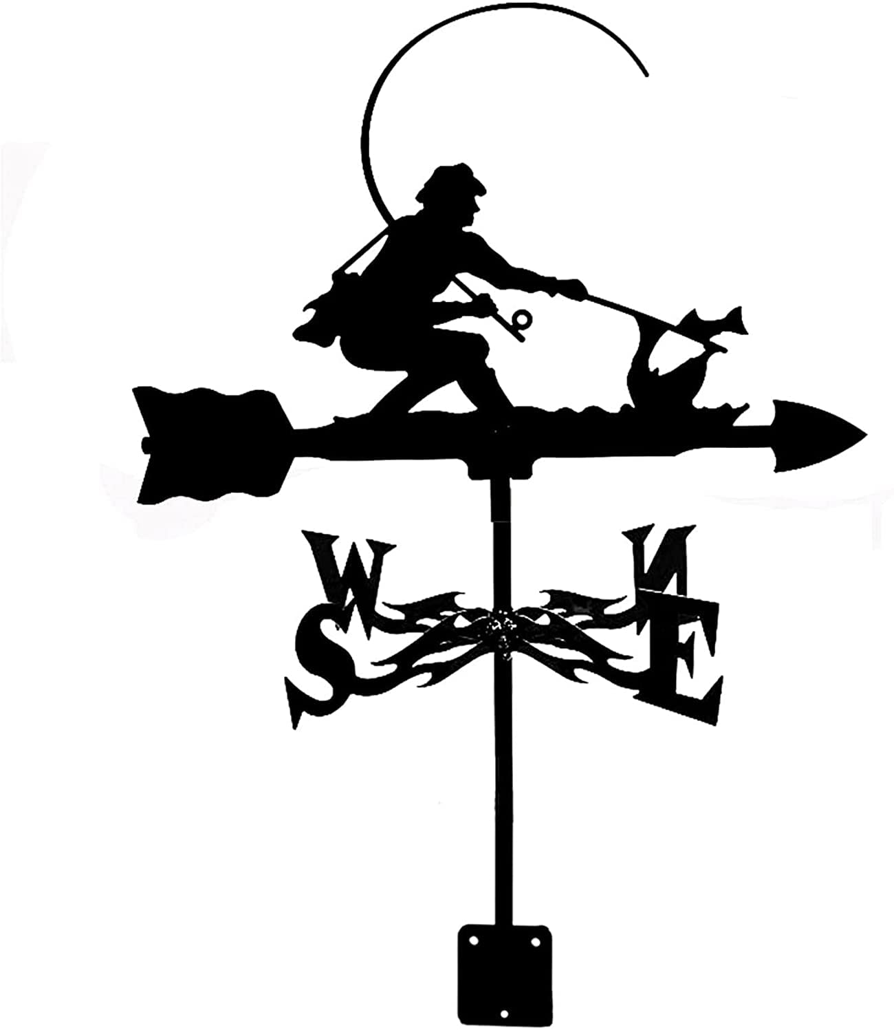 TAXXII wind vane Metal Weathervane Garden Weather Vane Stainless Steel Weathercock Wind Indicator with Fishing Sculptures Measuring Tool for Decor Roof (B)
