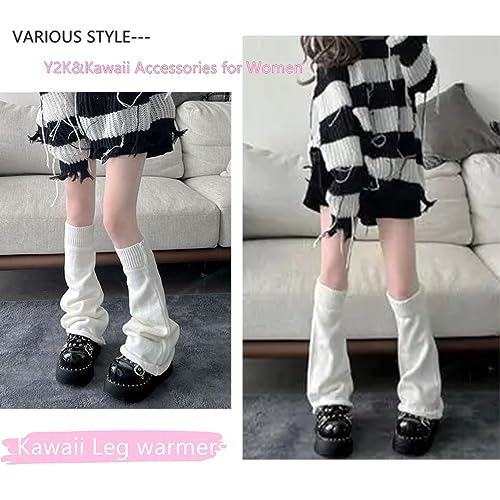 Image of Komorebi Leg Warmers Y2K Kawaii Leg Warmers for Girl Women Cute Knitted Socks Y2K Harajuku Goth Accessories