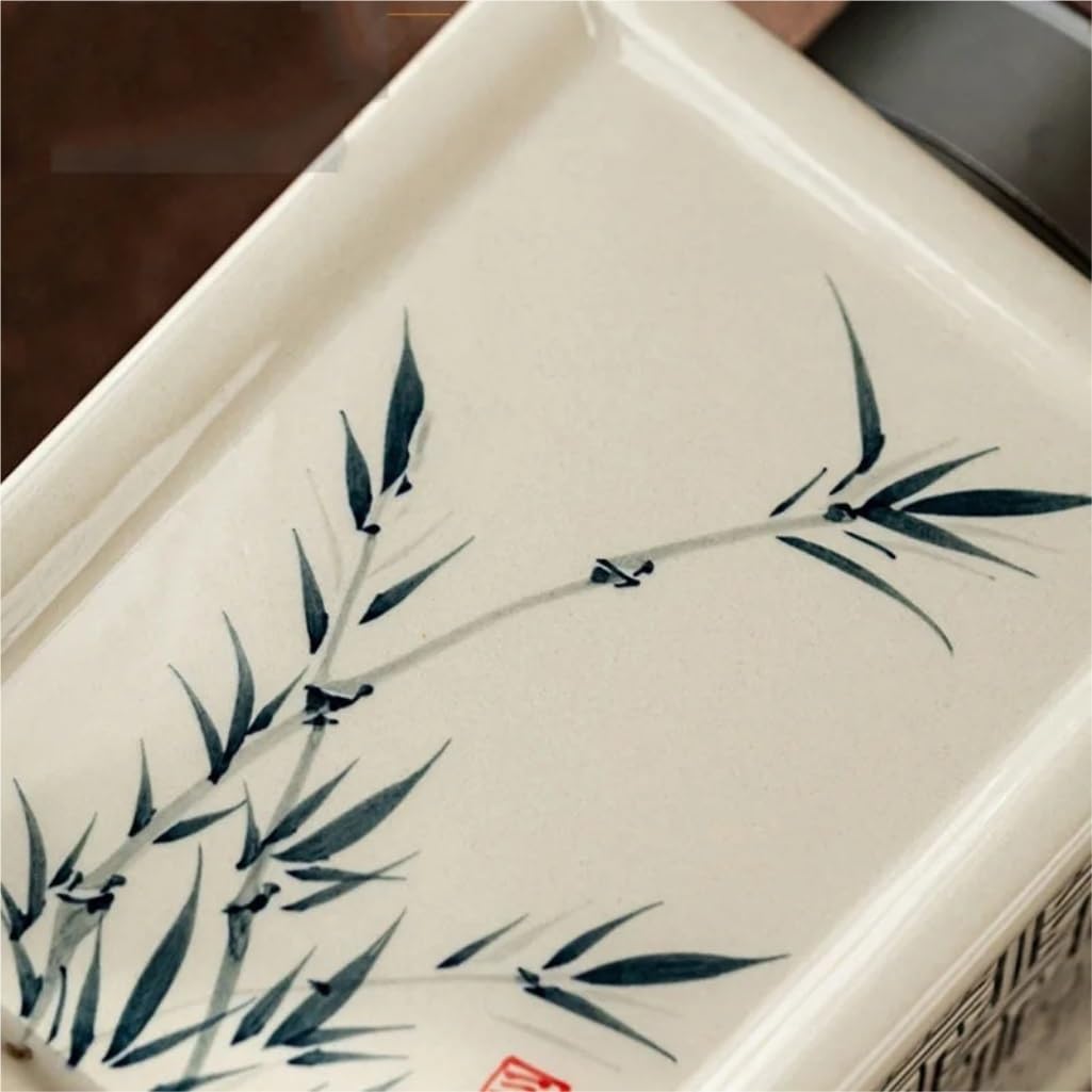 LYGSWDB Słoik cukru Retro Ręcznie malowany obraz pejzażowy Ceramiczny luzem słoik do przechowywania herbaty Domowy duży, szczelnie zamknię słoik Zestaw herbaty Pojemnik Pojemnik na herbatę (kolor: B,