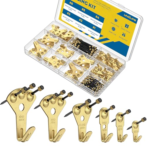 Uniclife 152 Pcs Picture Hanging Kit, 10 lb, 20 lb, 30 lb, 50 lb, 75 lb, 100 lb Heavy Duty Picture...