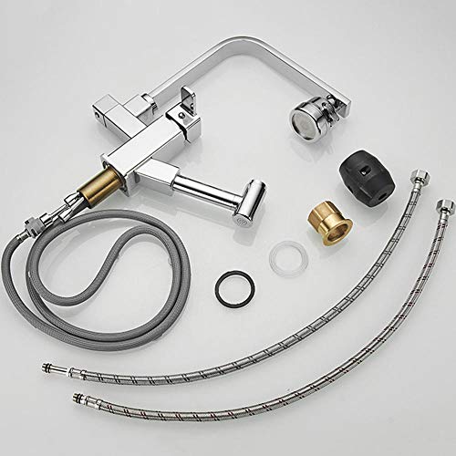 Mitigeur d'évier de cuisine extractible rotatif en laiton chromé 3 modes - 8