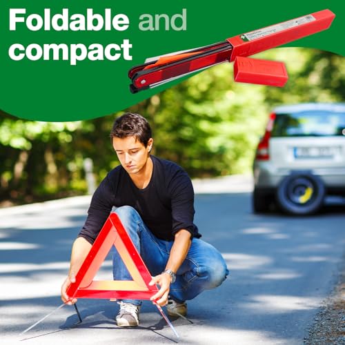 Safety First Aid Group Sicherheitswarndreieck für Pannen am Straßenrand, faltbar, windgeprüft, mit Tasche