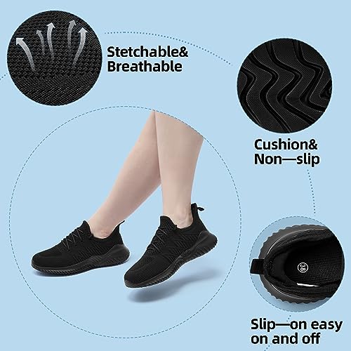 Image of PPQ Womens Slip On Walking Shoes,Memory Foam Lightweight Comfort Casual Workout Shoes,Yoga Or Tennis Or Running Sneakers