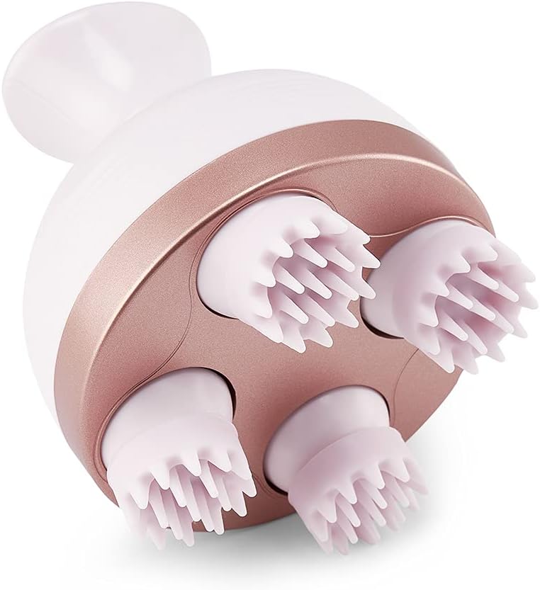 Lifelong LLM225 Rechargeable Head, Scalp Full Body Pain Relief Massager, Electric Head Kneading Massager,4 Speed Modes,Handheld Portable Head Scratcher for Hair Growth,Deep Clean & Relaxation,Brown