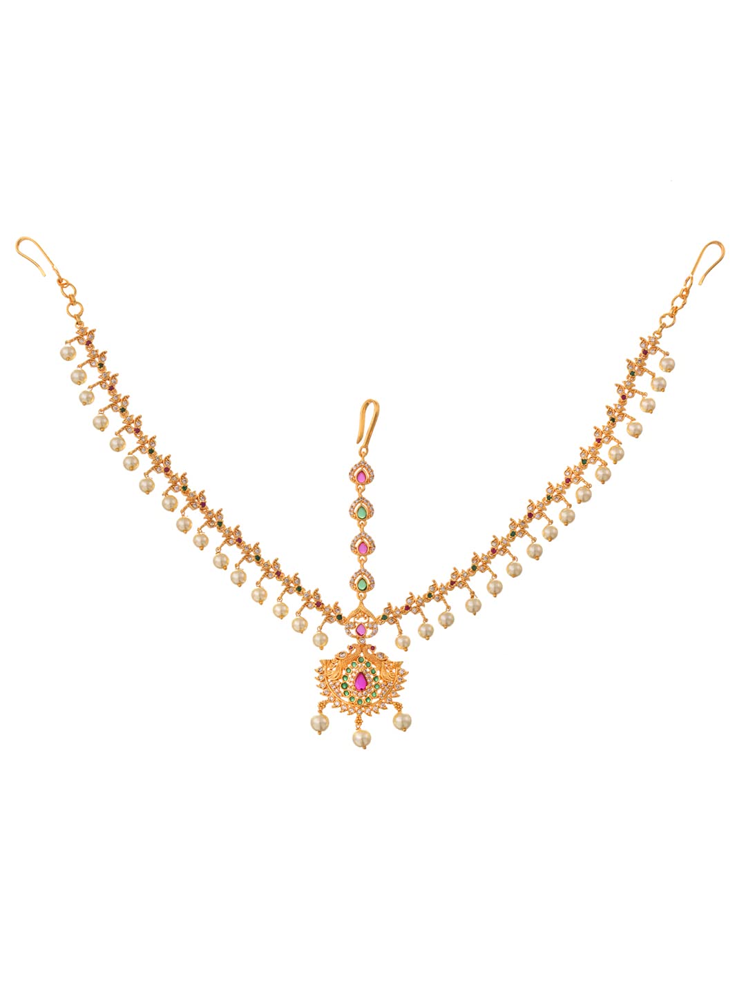 Saraf RS Jewellery- AD Studded Beaded Bridal Matha Patti With Maangtika (B0BJZX2B2X) Amazon Price History, Amazon Price Tracker