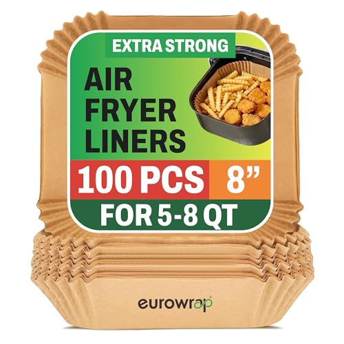 Image of Eurowrap Air Fryer Paper Sheets (100 PCS) | Oil-Proof Parchment Liners for Frying, Baking & Roasting | Non-Stick Butter Paper for Air Fryer