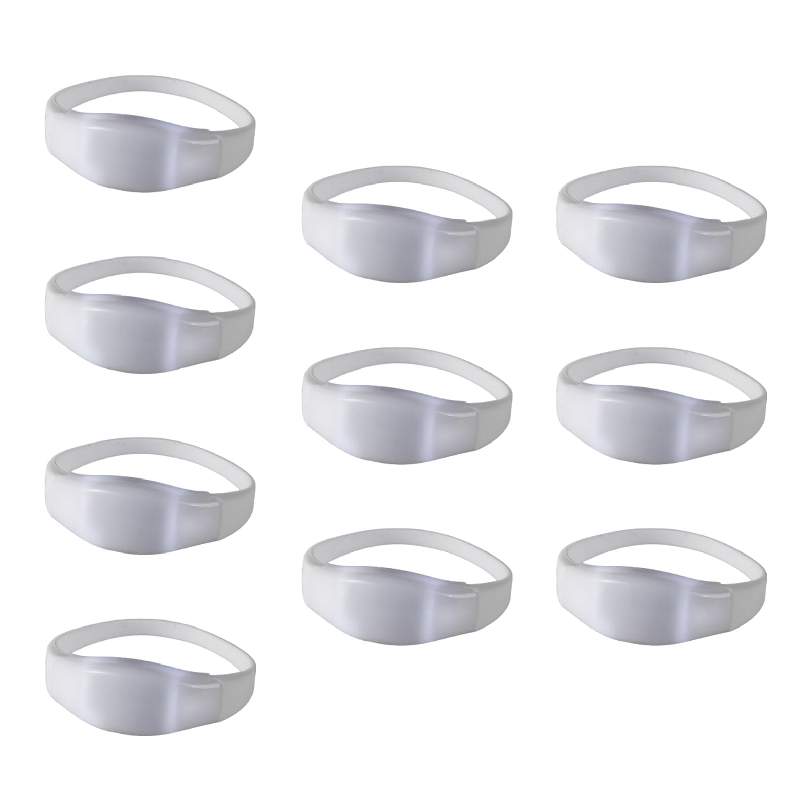 Ksikdeg White Pack Of 10 Voice Activated Glowing Bracelets Colorful Silicone Wristbands Flashing Light Up Bangles Accessory