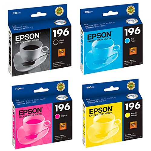 Kit 4 Cartuchos Epson 196 T196 Para XP-204 XP-214 XP-401 XP-411 W...