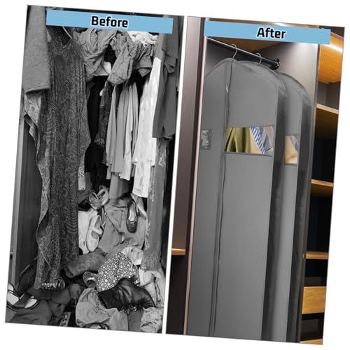 GLEAVI 2pcs Garment Bags for Travel and Storage Non-woven Clothing Bags Window for Suits Coats and Wedding Gowns4