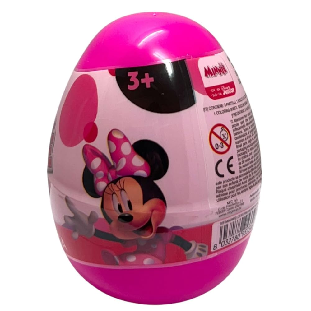 CARTOON Mini Surprise Egg 5 Pieces Egg Egg with Stationery Accessories for Children Colours and Designs, Minnie Mouse, 7 x 7 x 10 cm, leisure