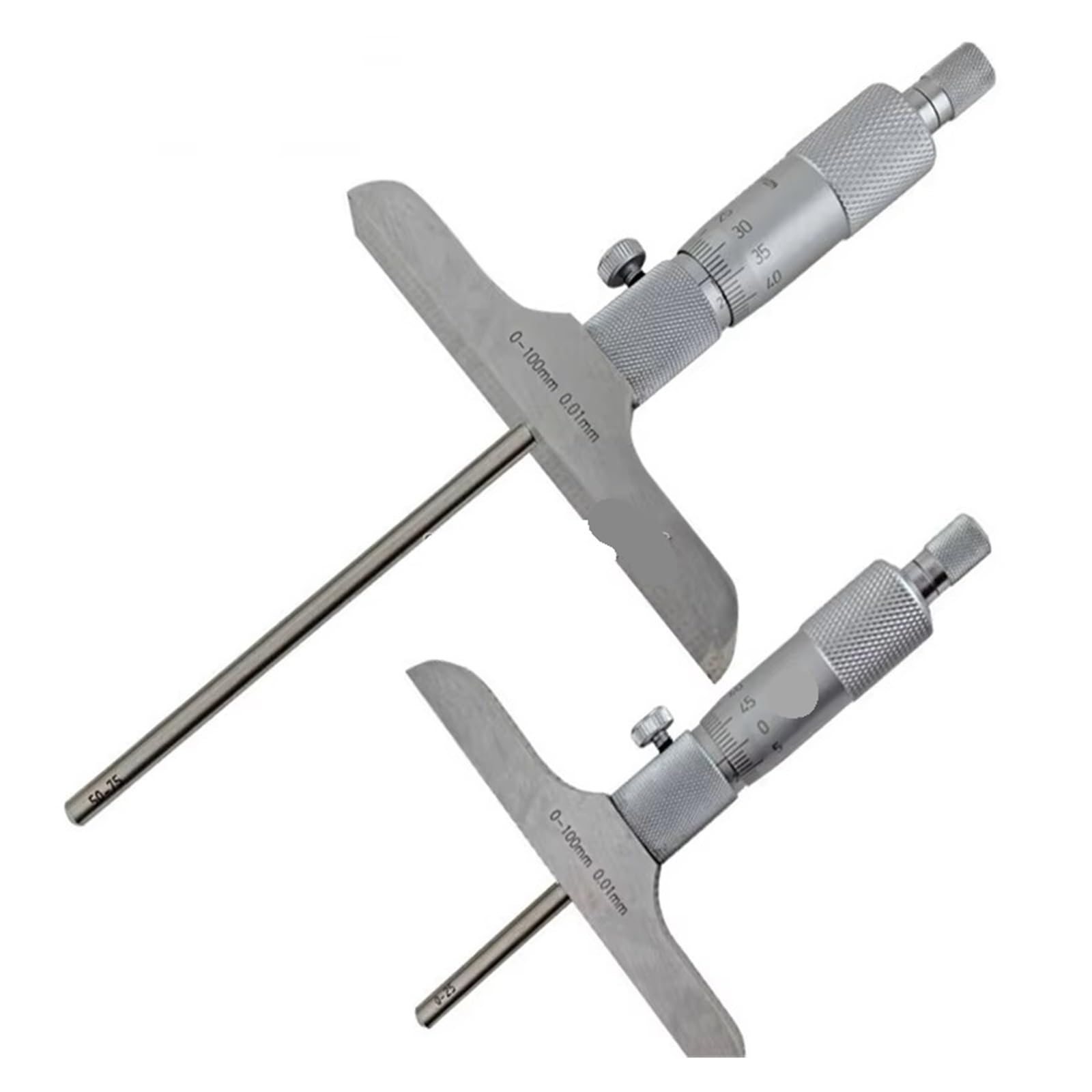 Micrómetro de profundidad Medidor micrométrico de profundidad de 0-100 mm Herramienta de calibre de medición de precisión de 0,01 mm con 4 varillas for uso industrial