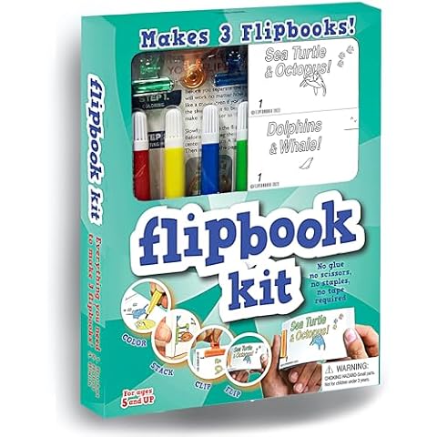 Fliptomania Make Your Own Flipbook Kit: Ocean Life - Paper Stop Motion Animation Kit : Creative Flip Book Kit for Kids 6-12 and Creative Animation Artists Cover