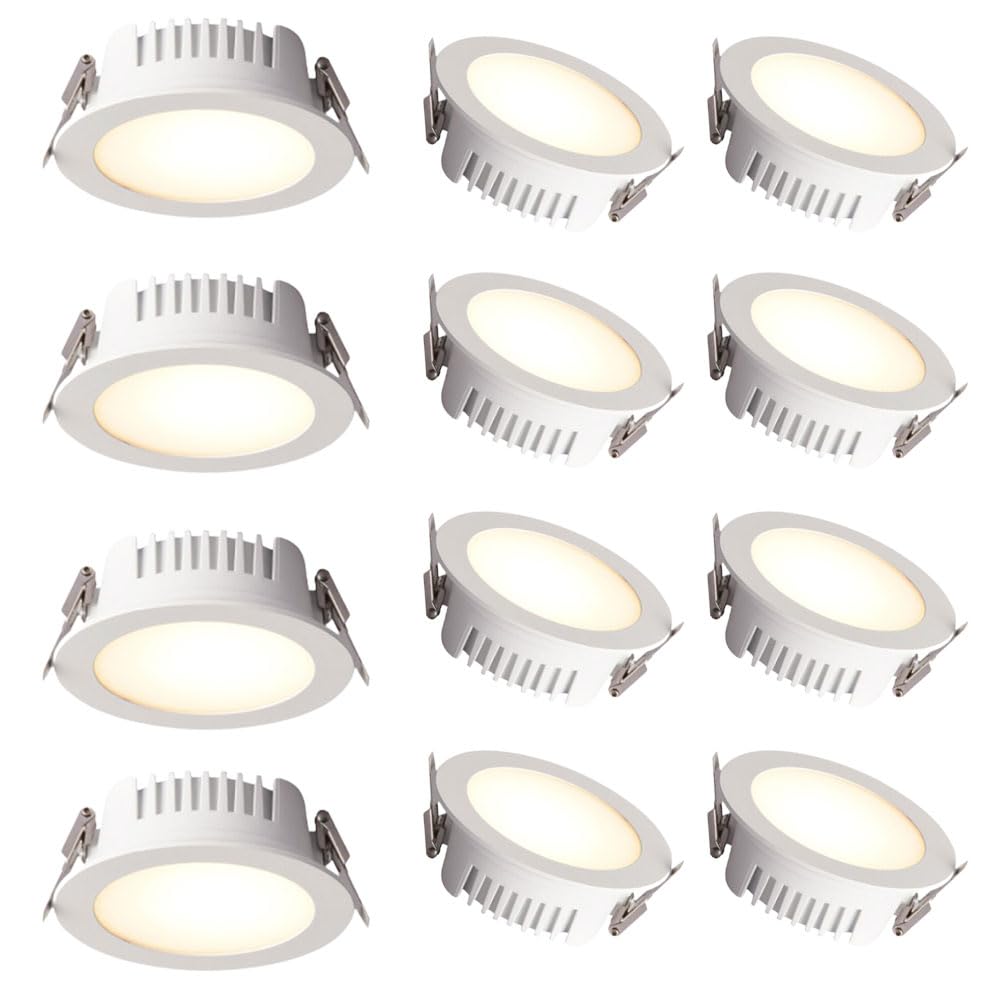 7W, 10W, 12W Led Faretto da Incasso a Soffitto Pannello Sottile in Alluminio, Faretto Antiruggine Faretto da Doccia Ip65 Impermeabile per Luoghi Umidi Interni Ed Esterni/7 Settimane/6000K