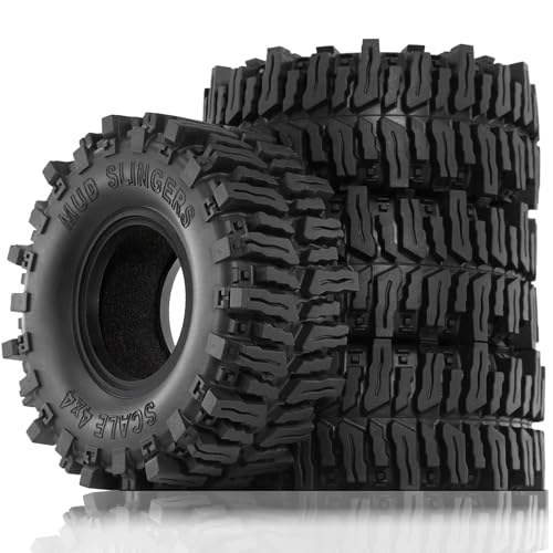 REDSPIDER•Rubber 2.2'' Crawler Tires(4pcs) Mud Terrain 2.2 Tires Super Grip Soft Tyre OD 130 * 55mm Compatible with Axial SCX10 90047 D90 TF2 Tamiya CC01 Traxxas TRX4