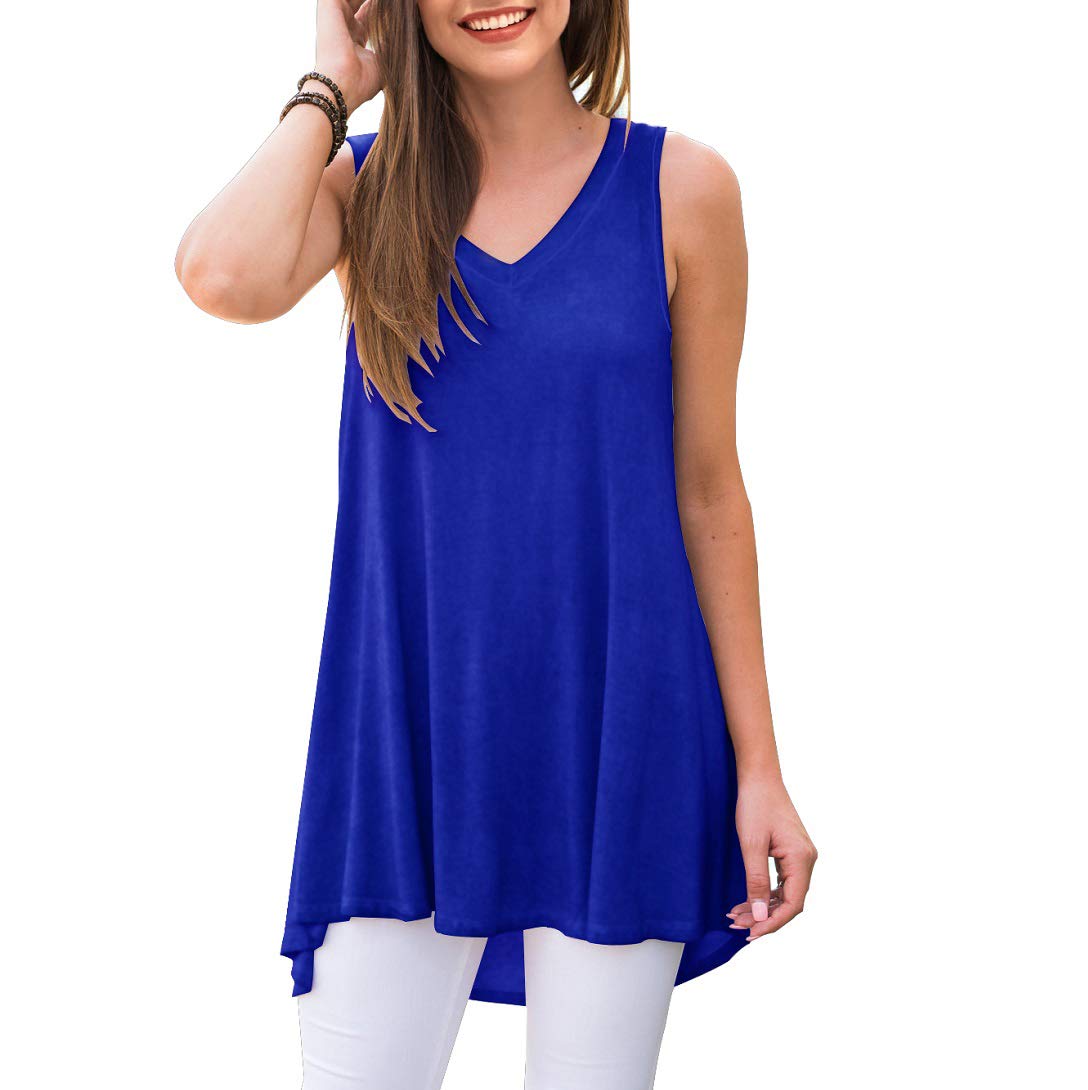 AWULIFFAN Women's Summer Sleeveless V-Neck T-Shirt Tunic Tops Blouse Shirts