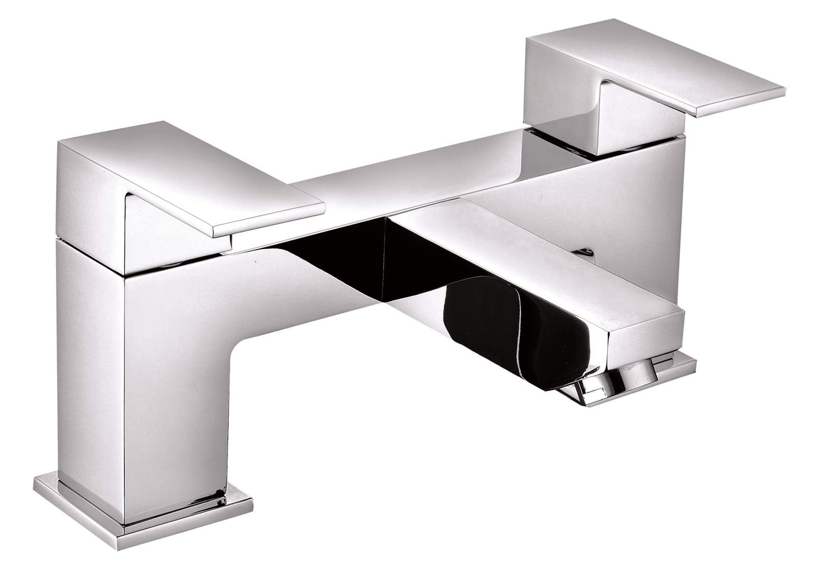 Veebath Chrome Munro Square Bath Filler Taps, Bathroom Bath Filler Mixer Tap Double Lever Tub Tap