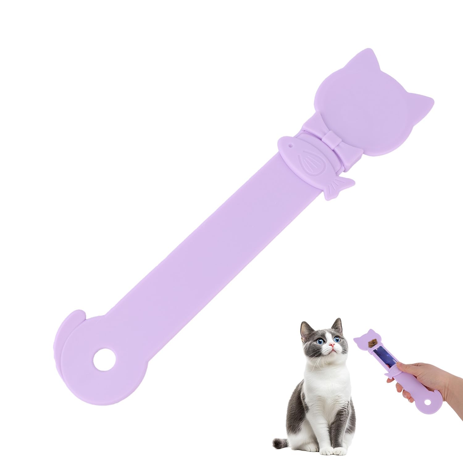 Cuillère à Friandises Chat, Mignonne et Multifonctionnelle Cuillère pour Chat for Aliments Humides Friandises à Lécher et Collations Liquides (Violette)