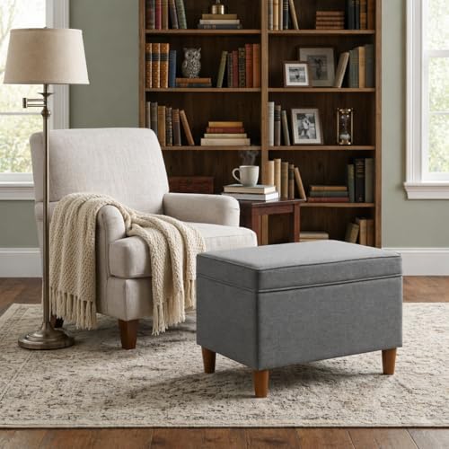 Image of HomePop 24 inch Storage Ottoman - Gray