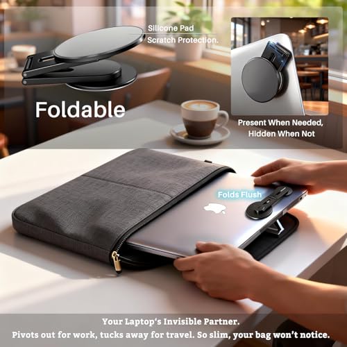 Image of 15W Wireless Charger Magnetic Phone Holder for Laptop & Tesla | Foldable Invisible, Fast for Magsafe Charger, 360 Adjustable & 180 Swivel Continuity Camera Mount, Dual-Screen for iPhone