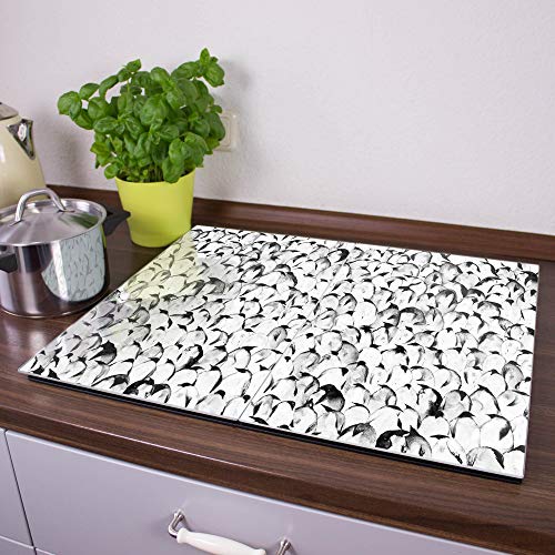 Herdabdeckplatte aus Glas | Herdabdeckung zweiteilig je 30x52cm | Spritzschutz für Ceranfeld oder Induktionsherd | Schneidebrett perfekt für