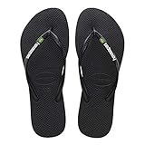 Havaianas Damen Slim Brasil Logo Zehentrenner, Schwarz (Black), 39/40 EU