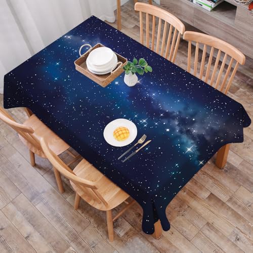 DALEXHM Mantel Mesa Rectangular 137x183 cm,El Cielo Azul Oscuro Brilla con innumerables Estrellas, evocando la maravi,Durabilidad y Fácil Limpieza para tu Mesa - Mantel Hule Antimanchas e Impermeable