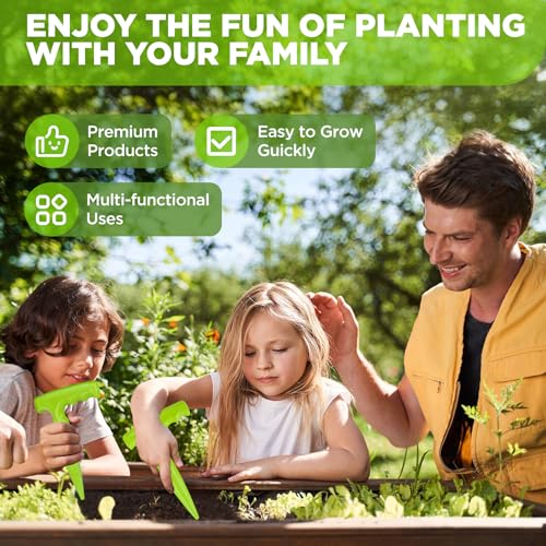 Milifox 2 Pcs Dibbler Gardening Tool with Measurements - 6.9 inch Plastic Bulb Planting Tools with Handle - Seed Dibber for Planting Bulbs,Digging,Gardening(Light Green)
