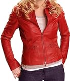 FashionHub Once Upon A Time Emma Swan Red Leather Jacket - Series Jacket For Womens (XS-4XL) (X-Small)