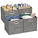 Posprica Storage Basket Bins,13×13 Foldable Storage Boxes Containers for Closet Organizer Shelf Cabinet Bookcase,Thick Fabric Drawer with Shimmer,4pcs,Brown