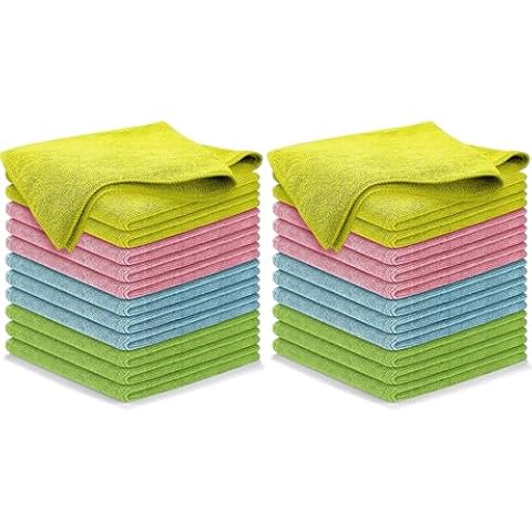 USANOOKS Microfiber Cleaning Cloth - 24Pcs (12.5x12.5 inch) High Performance - 1200 Washes, Ultra Absorbent Towels for Cars Weave Grime & Liquid for Streak-Free Mirror Shine Cover