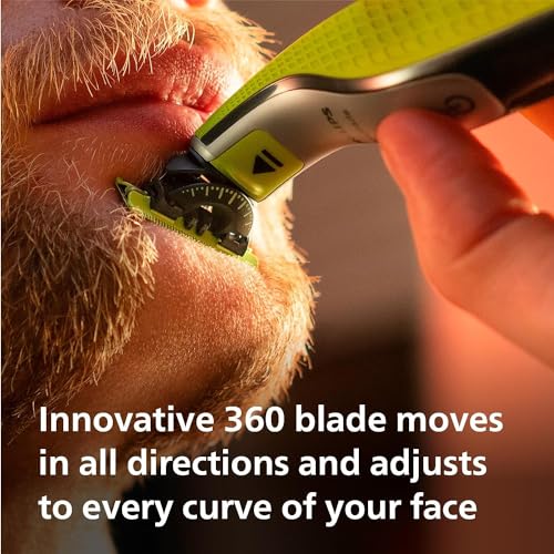 Philips OneBlade 360 Face, Authentic Hybrid Electric Beard Trimmer & Shaver with 360 Blade Innovation. Incl. 1x 360 Blade, 1 x Extra 360 Blade (8 Month Supply), 5-in-1 Adjustable Comb, Model QP2734/30 - Image 4
