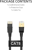 Vista 6 de ATTMONO Cable Ethernet Cat8, cable de conexión de red profesional 40Gbps 2000Mhz S/FTP LAN, cable de Internet de alta velocidad con conector RJ45