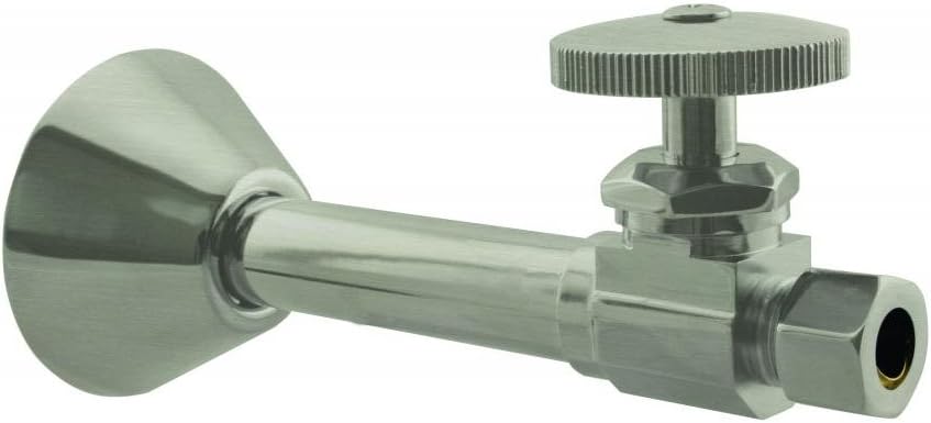 Westbrass D1114-07 Round Handle Straight Stop 1/2" Copper Sweat x 3/8" OD Compression, Satin Nickel Round Handle Satin Nickel