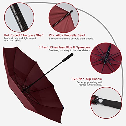 Trenovo Automatic Open Golf Umbrella, 47/54/62/68 Inch Extra Large Umbrella Oversize Double Vented Canopy, Uv Protection Waterproof Windproof Stick Umbrellas For Rain Men And Women #TOP4