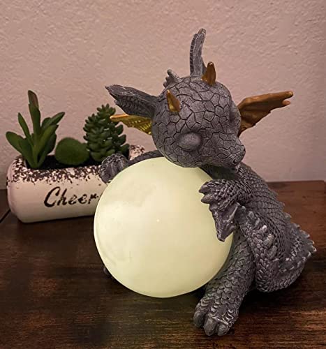 Dragon Statue Garden Figurine Solar Powered Led Lights Outdoor Statues Outdoor Decor Garden Sculptures,Weather Resistant Garden Statues With Gazing Ball Dragon Decor For Patio Lawn Yard Decor #TOP1