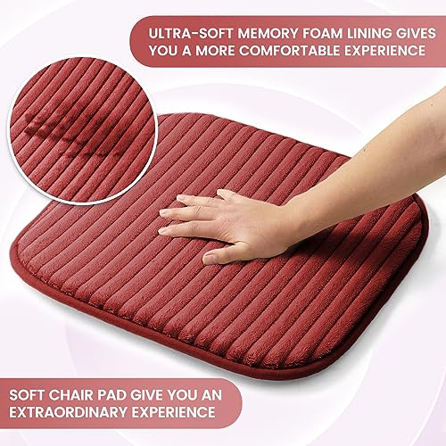 Bsaoutz Chair Cushions For Dining Chairs, Kitchen Seat Cushion 4 Pack 16×16, Stripe Seat Cushion With Non-Slip Rubber Bottom For Desk, Outdoor Chair, Red #TOP2