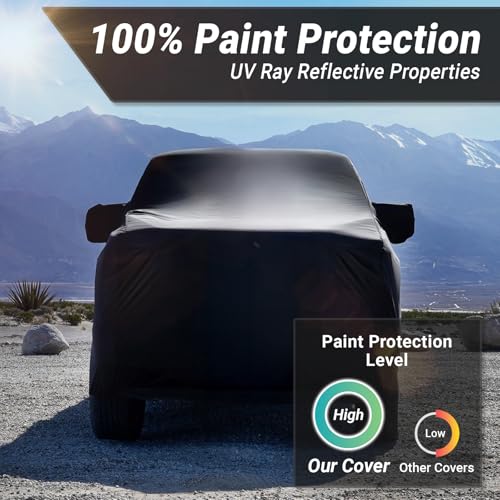 Image of iCarCover Premium Custom Truck Cover for 2004-2024 GMC Sierra 1500 Crew Cab, 5.8 ft. Short Bed Heavy Duty Waterproof All Weather Rain Snow UV Sun Protector Custom Fit Full Exterior Protection (Black)