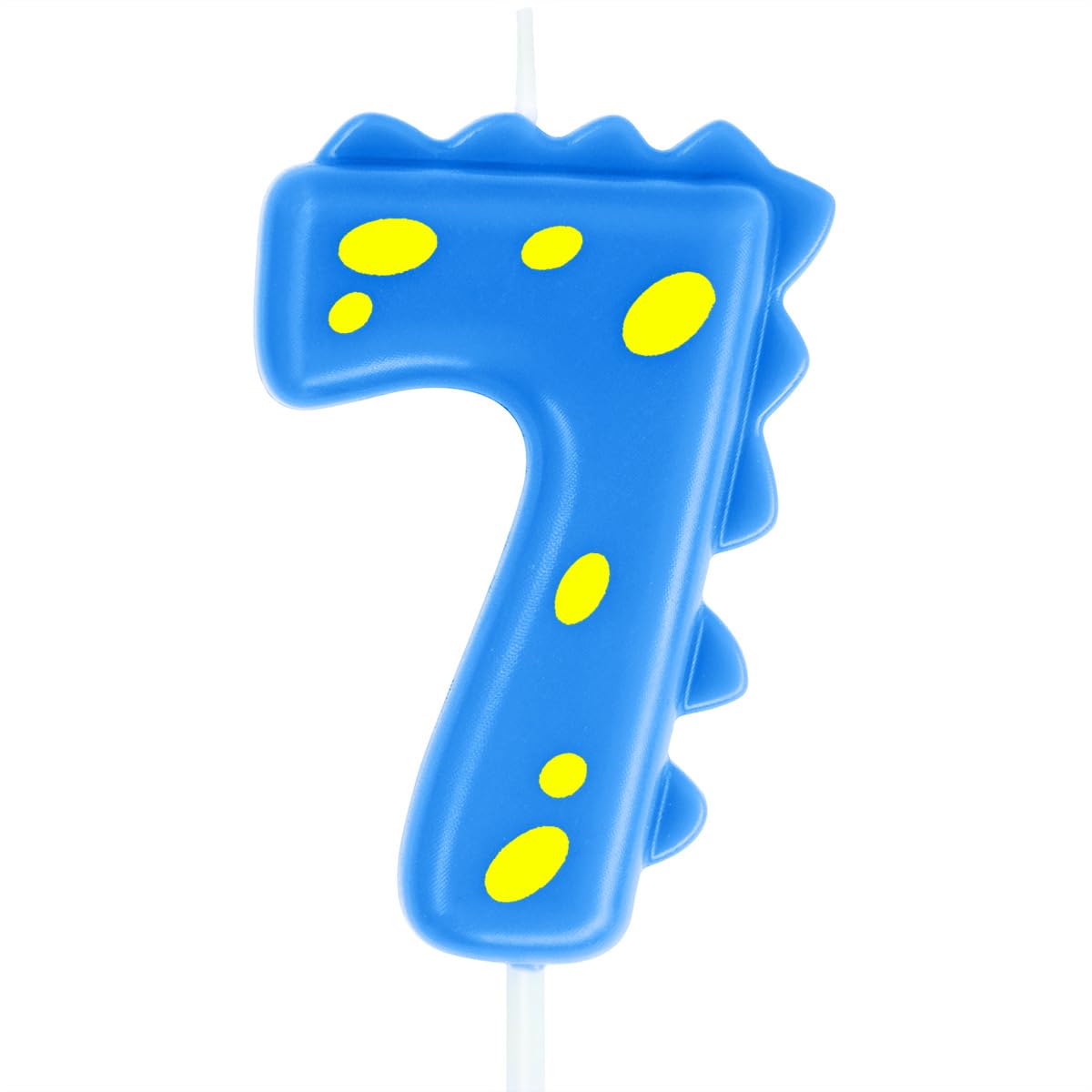Eusbon Blue Number 7 Blue Birthday Candle 7, 7Cm Birthday Candle For Dinosaur Theme Party Cake Topper For Cake Decor