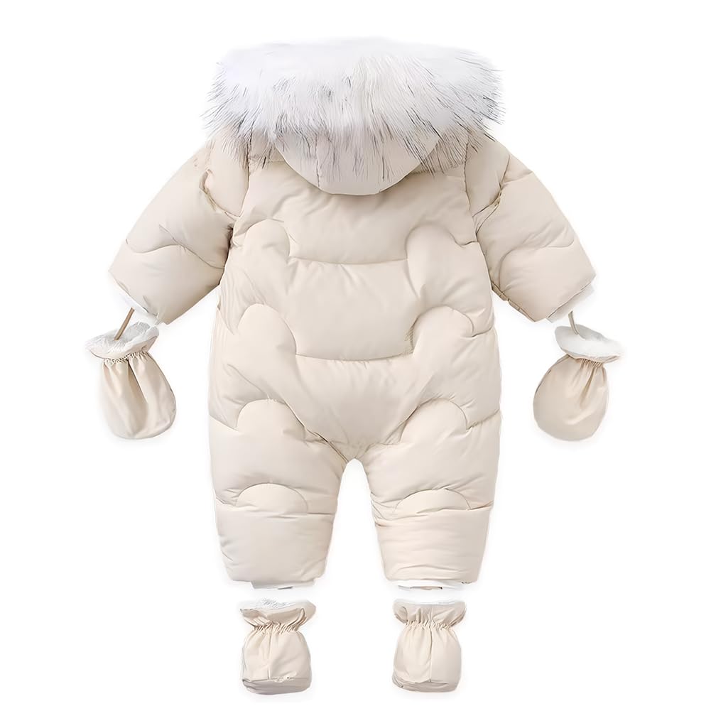 Combinaison de Neige Bébé Garçon Chaud Coupe-vent Jumpsuit Fille Epais Polaires Vêtements de Ski avec Gants et Couvre Pieds