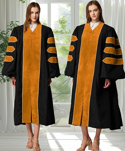 Image of MyGradDay Unisex Deluxe Graduation Doctorate Robe with Gold Piping Available for Customization